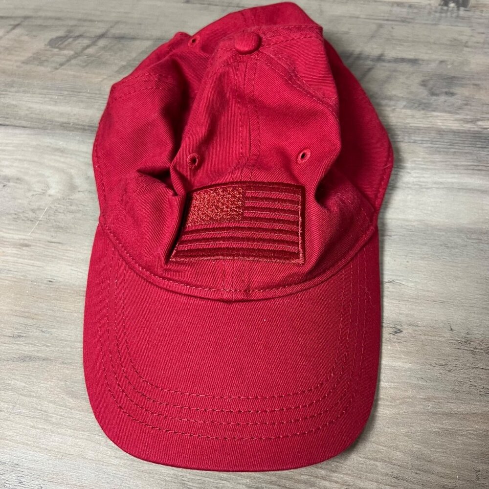 Academy Sports + Outdoors Red Adjustable Baseball Cap With Embroidered American